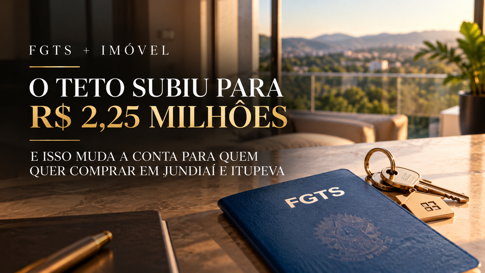 FGTS na compra do imóvel: o teto subiu para R$ 2,25 milhões e isso muda a conta em Jundiaí e Itupeva