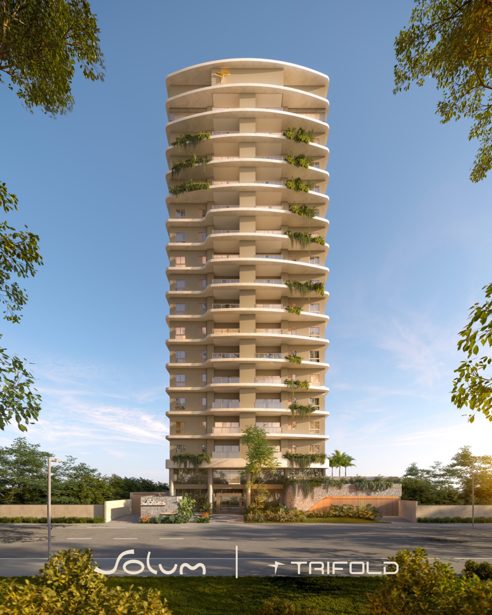 Fachada do Solum, torre residencial na Rua Assaí em Maringá